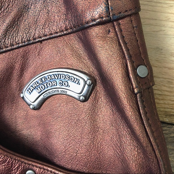 Harley Davidson copper color studded leather pant - Picture 4 of 7
